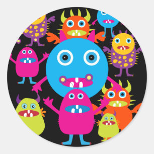Funny Monster Bash Cute Creatparty Ronde Sticker