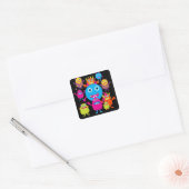 Funny Monster Bash Cute Creatparty Vierkante Sticker (Envelop)