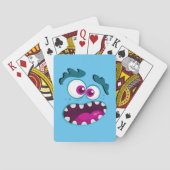 Funny Monster Blue Pink Cool Crazy Face Design Pokerkaarten (Achterkant)