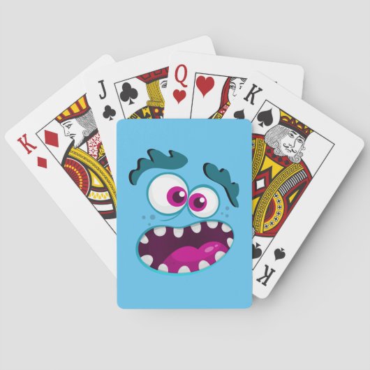Funny Monster Blue Pink Cool Crazy Face Design Pokerkaarten (Achterkant)