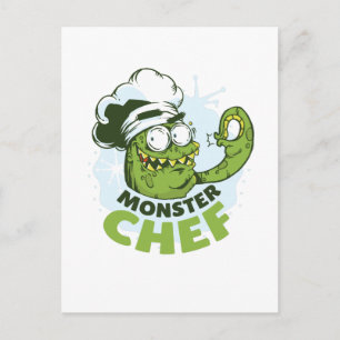 Funny Monster Chef Kraken Octpous Monster Custom Briefkaart