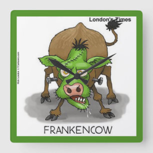 Funny Monster Cow Square Wall Clock Vierkante Klok