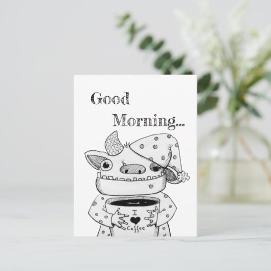 Funny Monster Drawing / Good Morning Briefkaart (Staand voorkant)