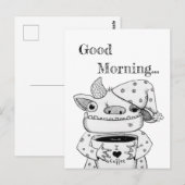 Funny Monster Drawing / Good Morning Briefkaart (Voorkant / Achterkant)
