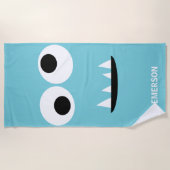 Funny Monster Face Kinder Gepersonaliseerd Licht B Strandlaken (Voorkant)