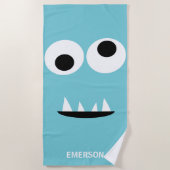 Funny Monster Face Kinder Gepersonaliseerd Licht B Strandlaken (Voorkant)