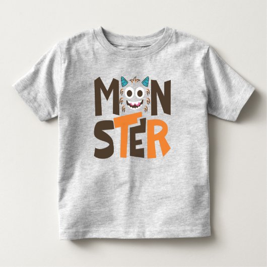 Funny Monster Face Typography T-shirt (Voorkant)