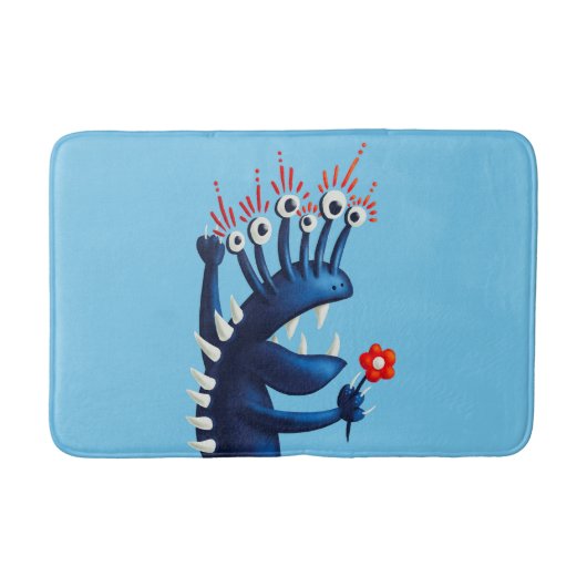 Funny Monster Flower Blue Kinder Badmat (Voorkant)