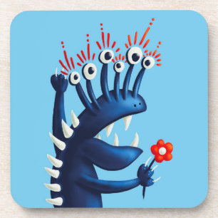 Funny Monster Flower Blue Kinder Bier Onderzetter