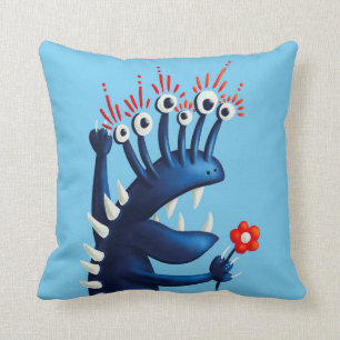 Funny Monster Flower Blue Kinder Kussen