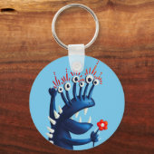 Funny Monster Flower Blue Kinder Sleutelhanger (Voorkant)