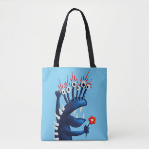 Funny Monster Flower Blue Kinder Tote Bag