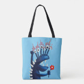 Funny Monster Flower Blue Kinder Tote Bag (Achterkant)