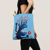Funny Monster Flower Blue Kinder Tote Bag (Dichtbij)