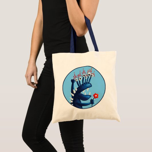 Funny Monster Flower Blue Kinder Tote Bag (Voorkant (product))