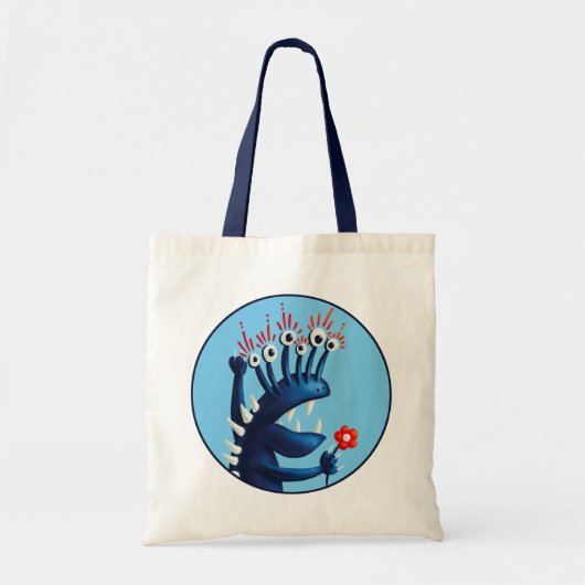 Funny Monster Flower Blue Kinder Tote Bag (Voorkant)