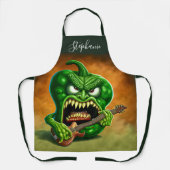 Funny Monster Green Bell Pepper Rocker Guitar Schort (Voorkant)