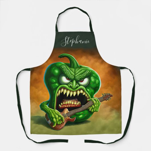 Funny Monster Green Bell Pepper Rocker Guitar Schort (Voorkant)