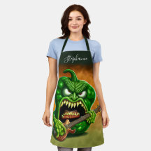 Funny Monster Green Bell Pepper Rocker Guitar