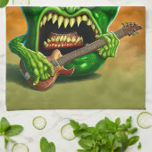 Funny Monster Green Bell Pepper Rocker Guitar Theedoek (Gevouwen)