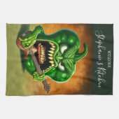Funny Monster Green Bell Pepper Rocker Guitar Theedoek (Horizontaal)