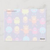 Funny Monster Party Cute Cute Creats on Blue Briefkaart (Achterkant)