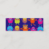 Funny Monster Party Cute Cute Creats on Blue Mini Visitekaartje (Achterkant)