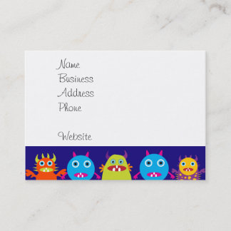 Funny Monster Party Cute Cute Creats on Blue Visitekaartje