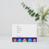 Funny Monster Party Cute Cute Creats on Blue Visitekaartje (Staand voorkant)