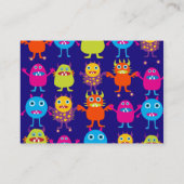 Funny Monster Party Cute Cute Creats on Blue Visitekaartje (Achterkant)