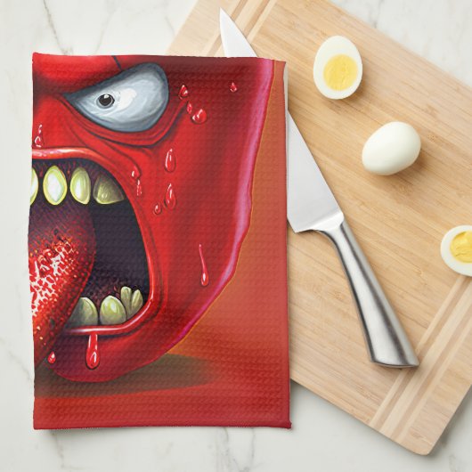 Funny Monster Red Bell Pepper Rocker Theedoek (Quarter Fold)