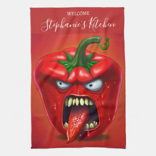 Funny Monster Red Bell Pepper Rocker Theedoek