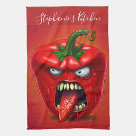 Funny Monster Red Bell Pepper Rocker Theedoek