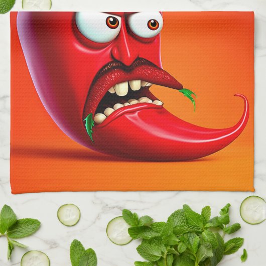 Funny Monster Red Hot Chili Pepper Theedoek (Gevouwen)