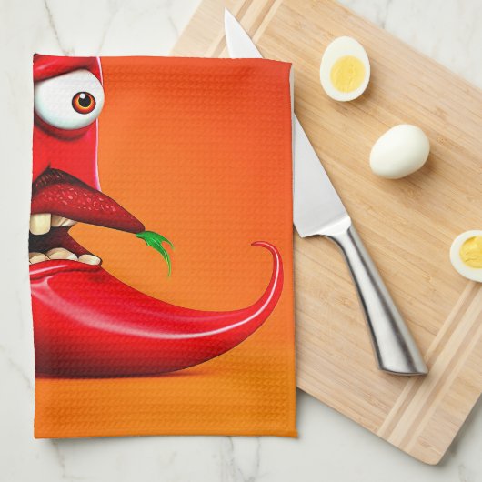 Funny Monster Red Hot Chili Pepper Theedoek (Quarter Fold)