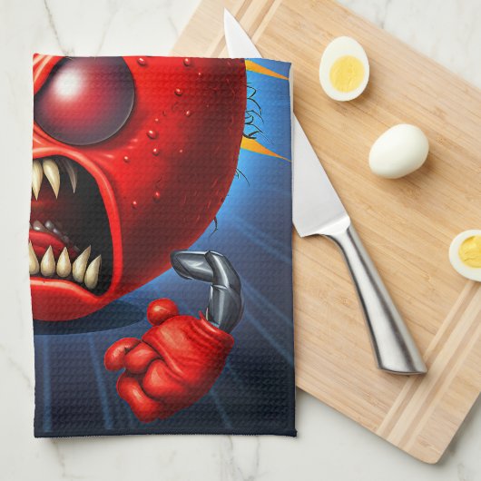 Funny Monster Red Tomato Boxer Theedoek (Quarter Fold)