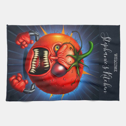 Funny Monster Red Tomato Boxer Theedoek (Horizontaal)