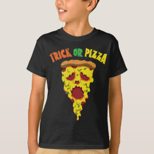 Funny Monster Slice of Pepperoni Pizza Halloween F T-shirt