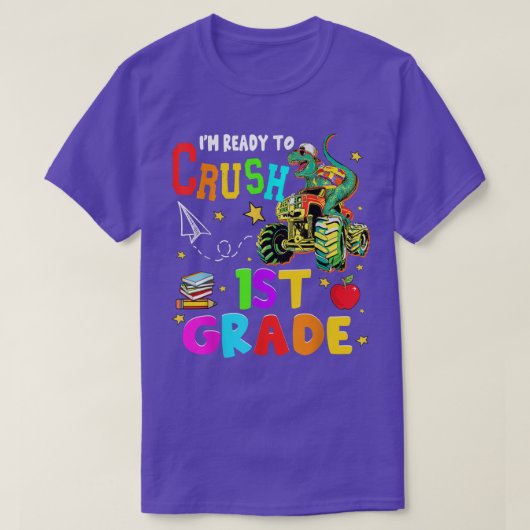 Funny Monster Truck and Dinosaur Ready To Crush 1s T-shirt (Design voorkant)