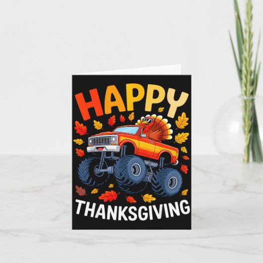 Funny Monster Truck Turkey Happy Thanksgiving For  Kaart (Voorkant)