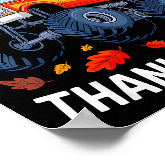 Funny Monster Truck Turkey Happy Thanksgiving For Poster (Hoek)
