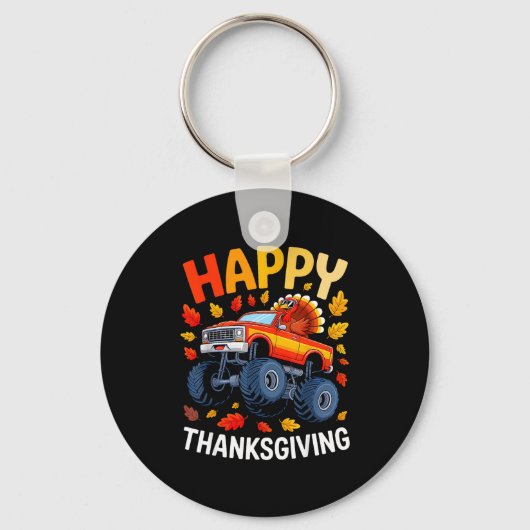 Funny Monster Truck Turkey Happy Thanksgiving For  Sleutelhanger (Voorkant)