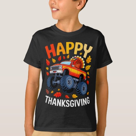 Funny Monster Truck Turkey Happy Thanksgiving For T-shirt (Voorkant)