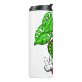 Funny Monstera Plant Cartoon Thermosbeker (Gedraaid links)