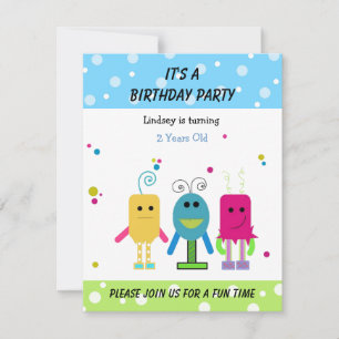 Funny Monsters Birthday Uitnodiging