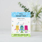 Funny Monsters Birthday Uitnodiging (Staand voorkant)