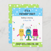 Funny Monsters Birthday Uitnodiging (Voorkant / Achterkant)