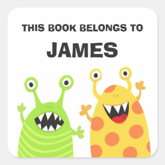 Funny monsters bookstickers voor kinderen vierkante sticker