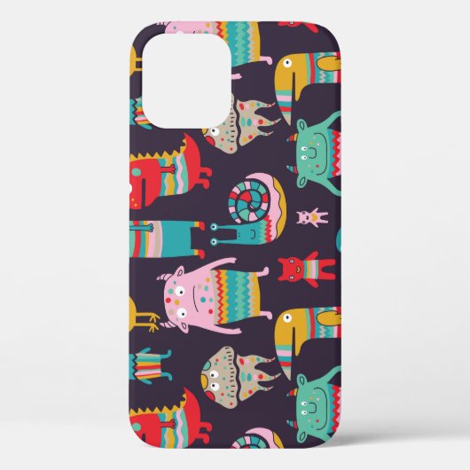 Funny Monsters Cartoon Naadloos Patroon Case-Mate iPhone Case (Achterkant)