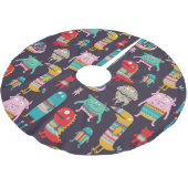 Funny Monsters Cartoon Naadloos Patroon Kerstboom Rok (Gekanteld)